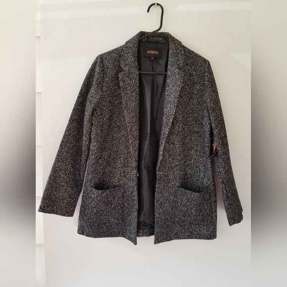 Women's Ambiance Outerware Jacket black & white tweed size large - Picture 4 of 13